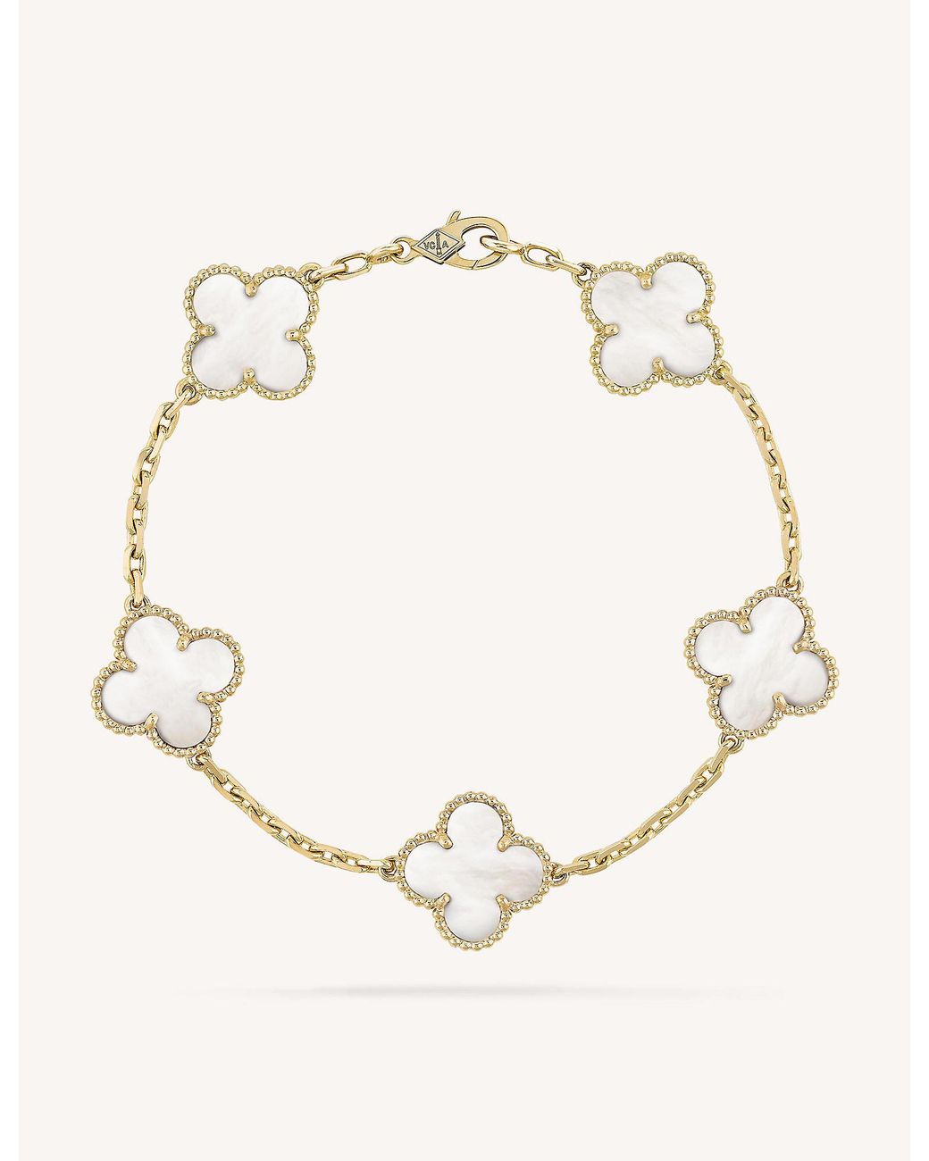 Van Cleef & Arpels Yellow Gold Vintage Alhambra And Mother-of-pearl Bracelet  in Metallic | Lyst