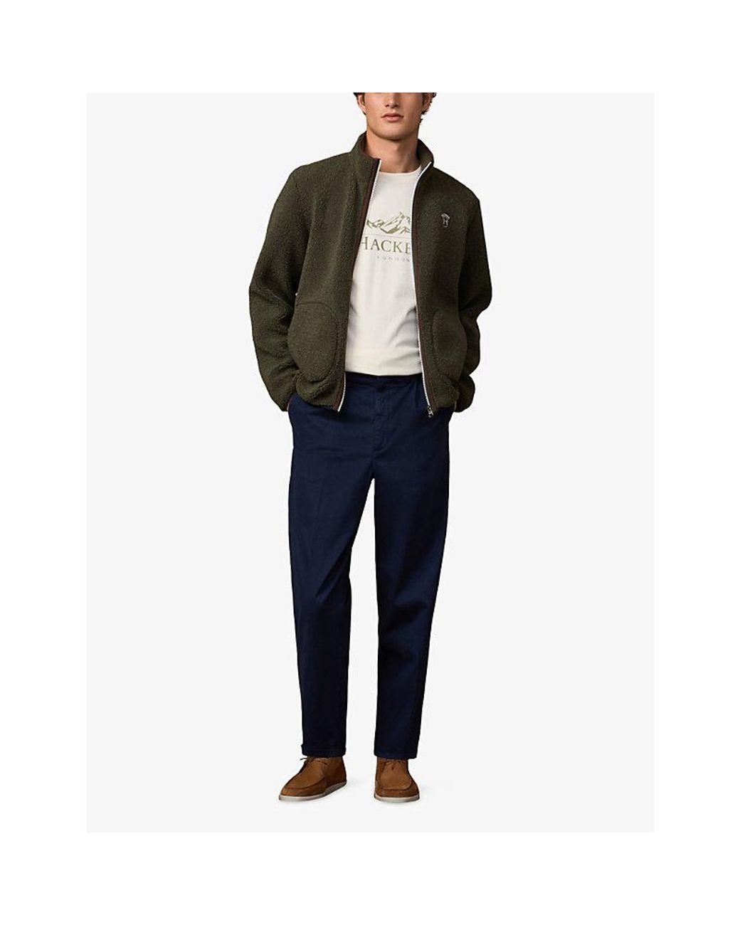 Hackett Green Heritage Badge Classic-Fit Fleece Jacket