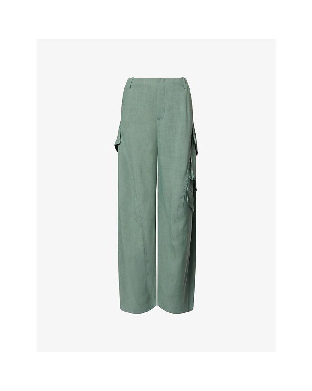 Alaïa Green Patch-Pocket Tailored Woven Cargo Pants