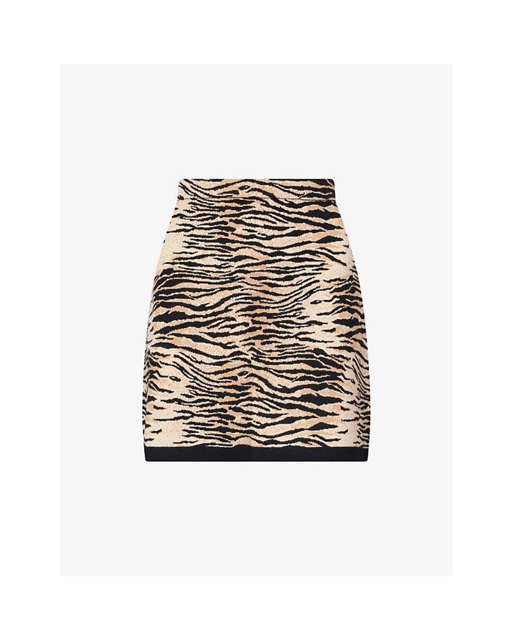 Rixo Natural Liesel Printed Knitted Mini Skirt