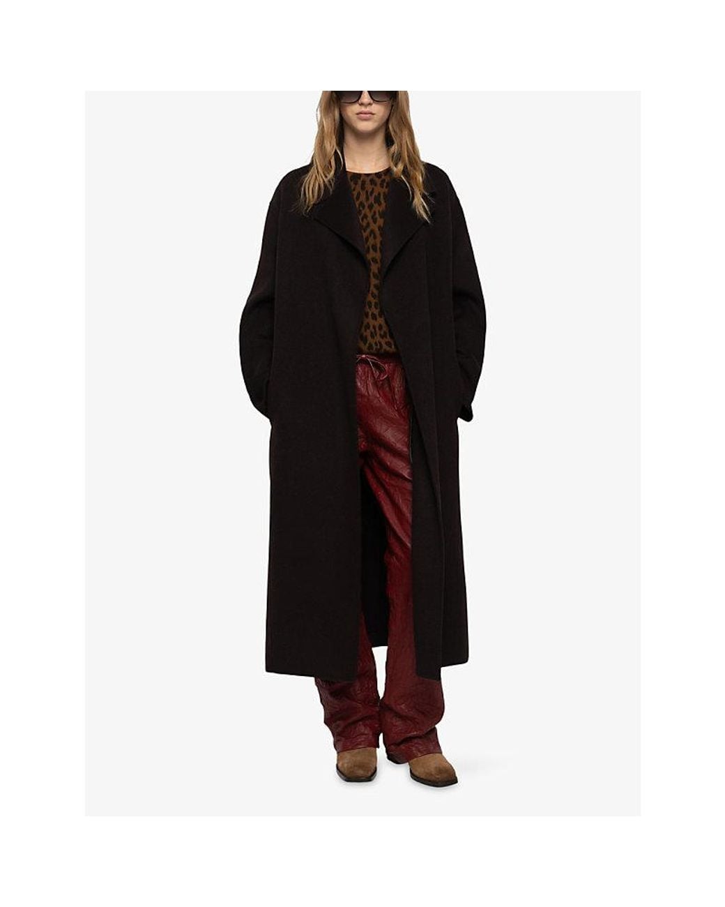 Zadig & Voltaire Black Meli Double-Face Wool-Blend Coat