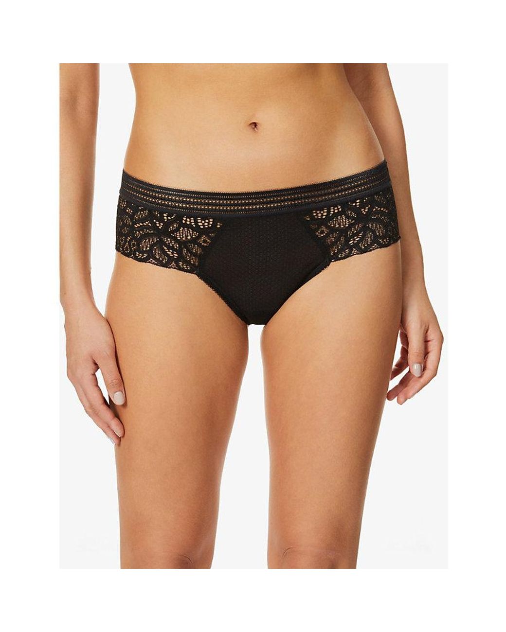 Wacoal Black Raffiné Lace Stretch-Lace Tanga Briefs