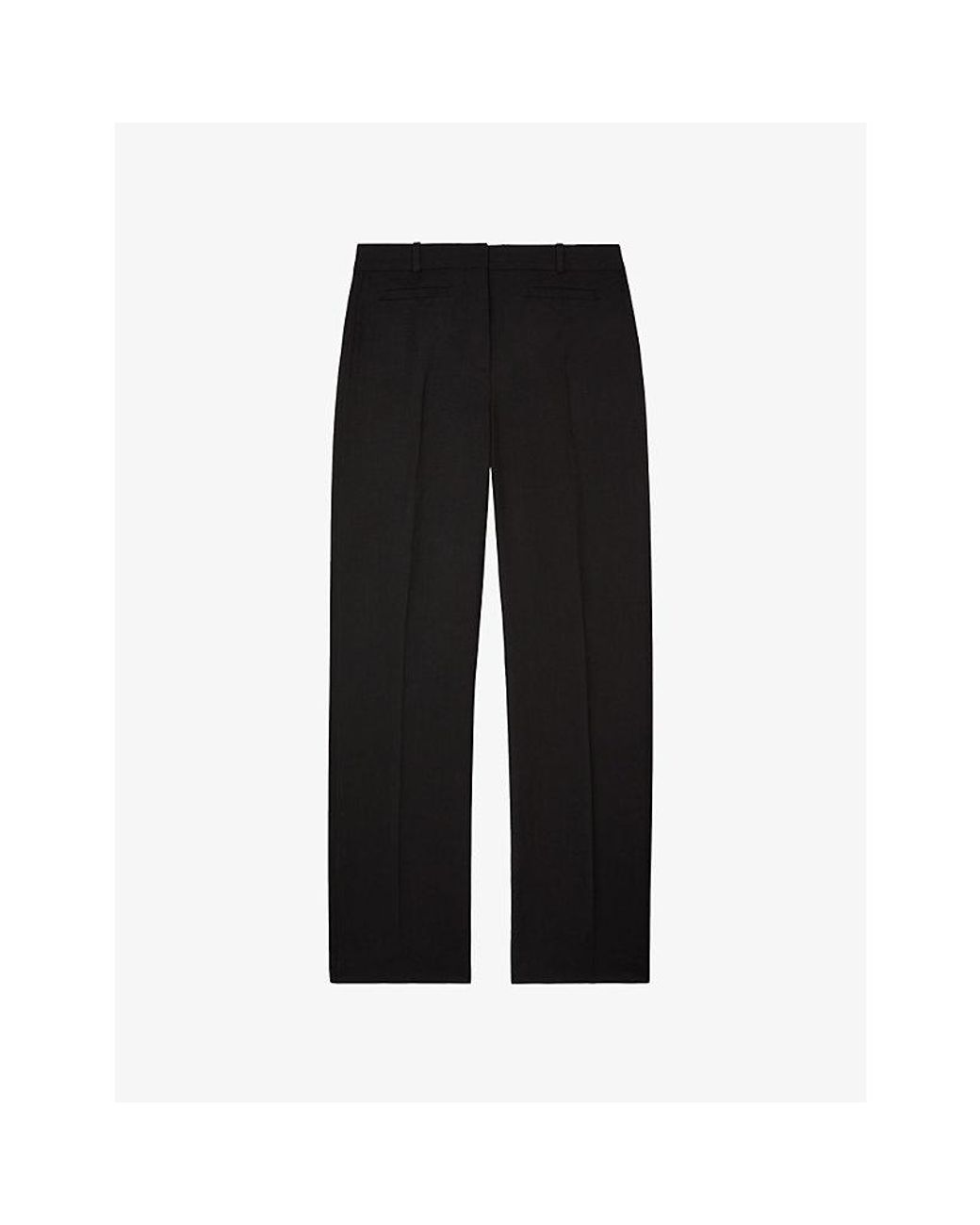 The Kooples Black Wide-Leg Mid-Rise Wool Trousers