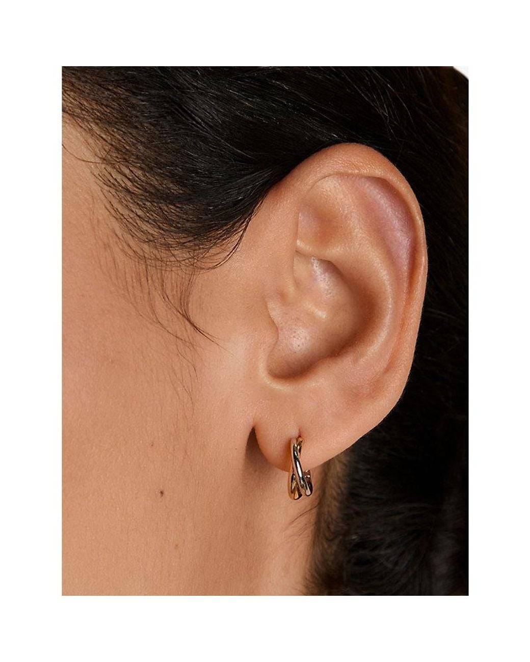 Astrid & Miyu Metallic Illusion Twist 18Ct And Rhodium-Plated Sterling- Huggies