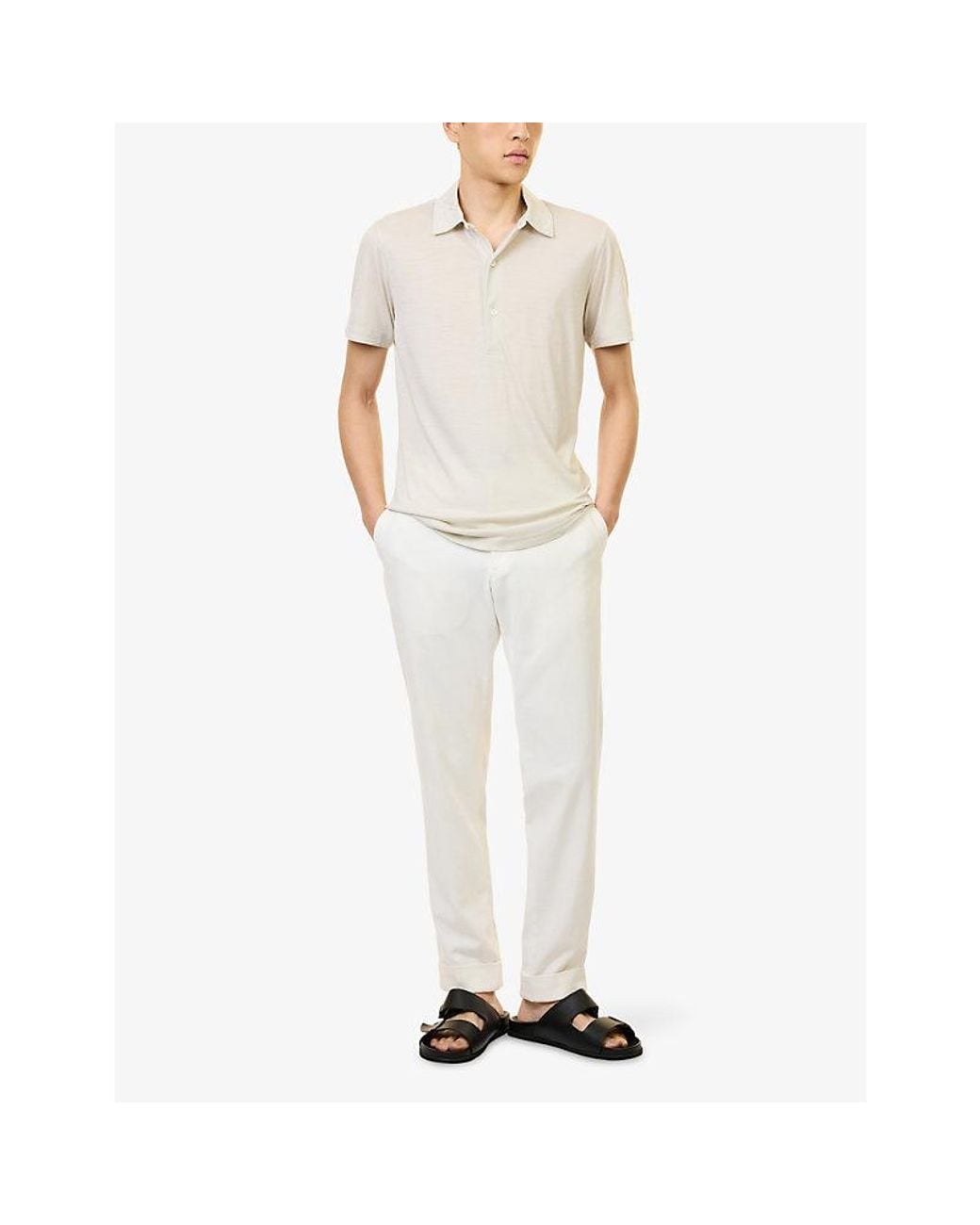 Orlebar Brown White Tailored-Fit Merino-Wool Jersey Polo Shirt for men