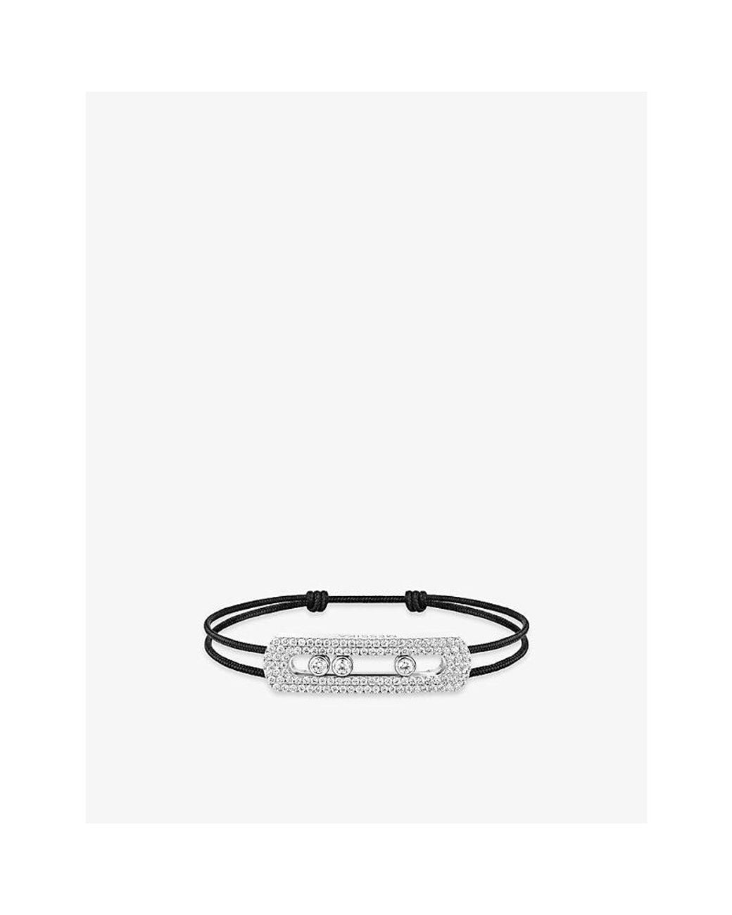 Messika White Move Large Titanium Pavé And 1.85Ct Diamond Cord Bracelet