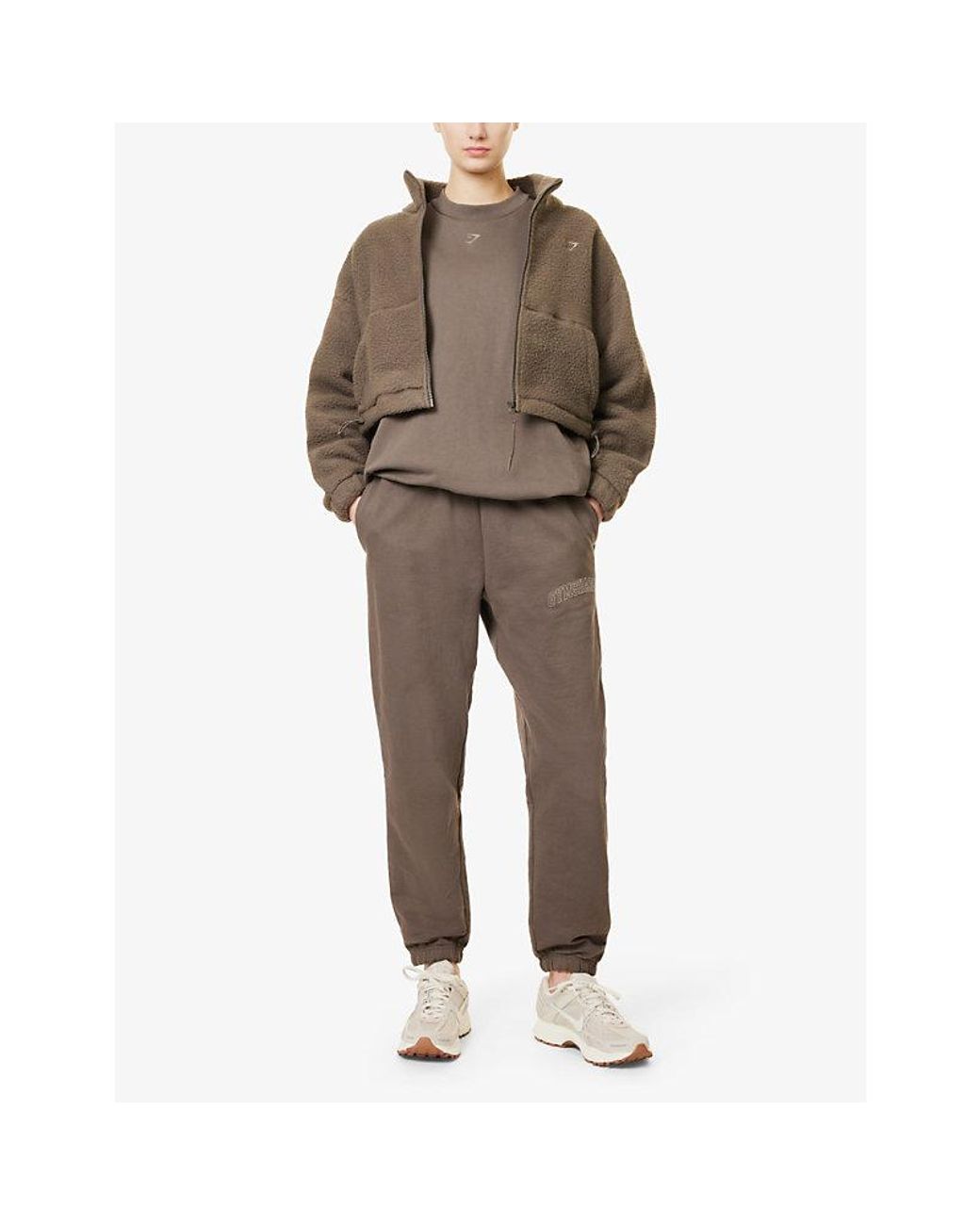 Gymshark Light Brown Sherpa Jacket GYMSHARK Whitney Simmons