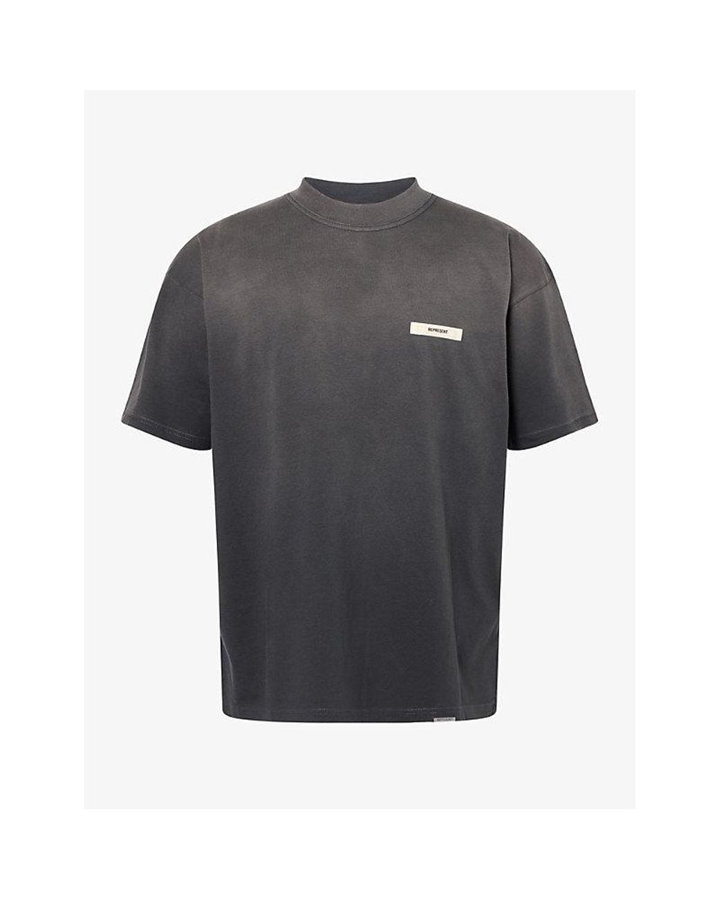 Represent Gray Logo Tape Cotton T-Shirt for men