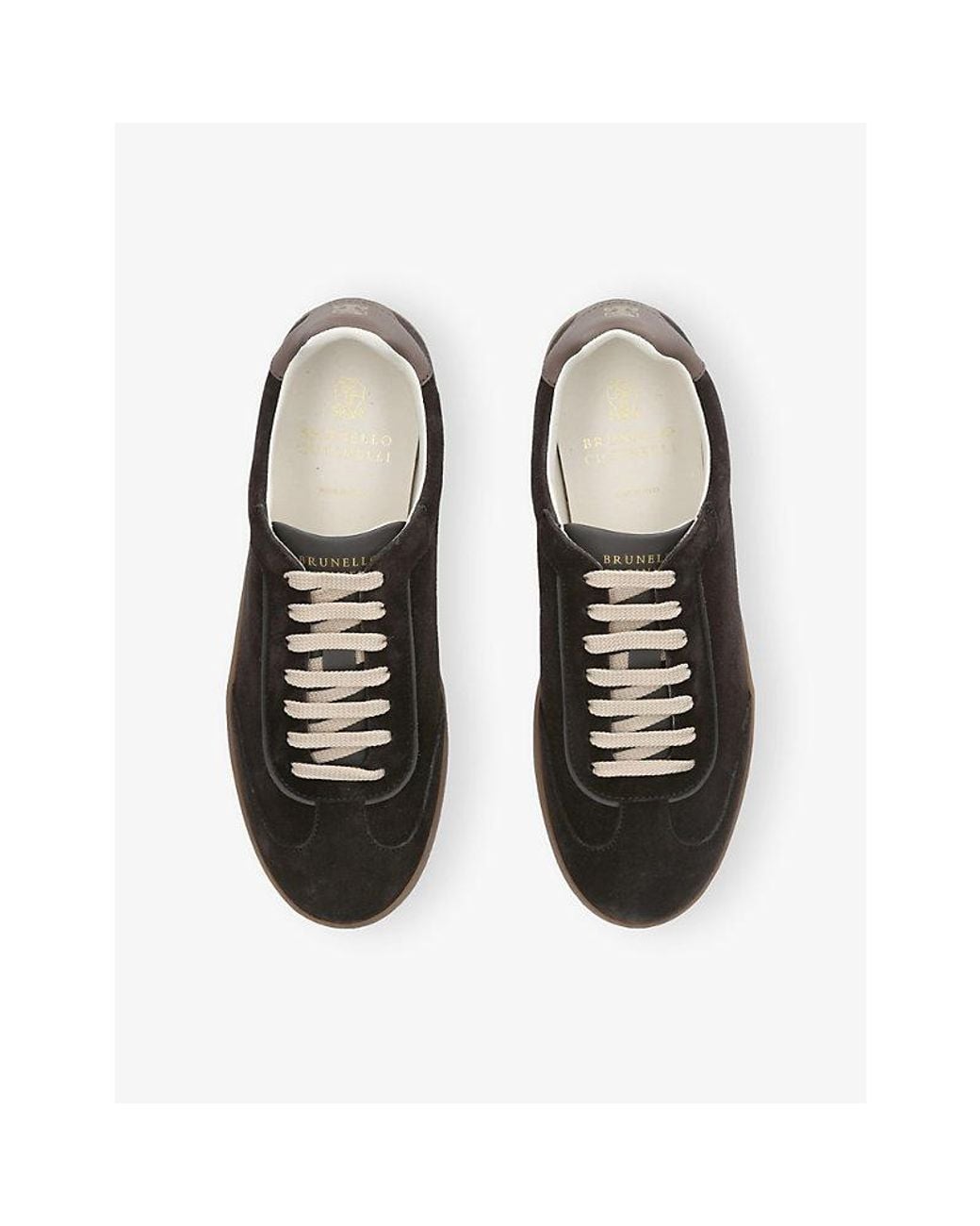 Brunello Cucinelli Black Panelled Suede Trainers for men