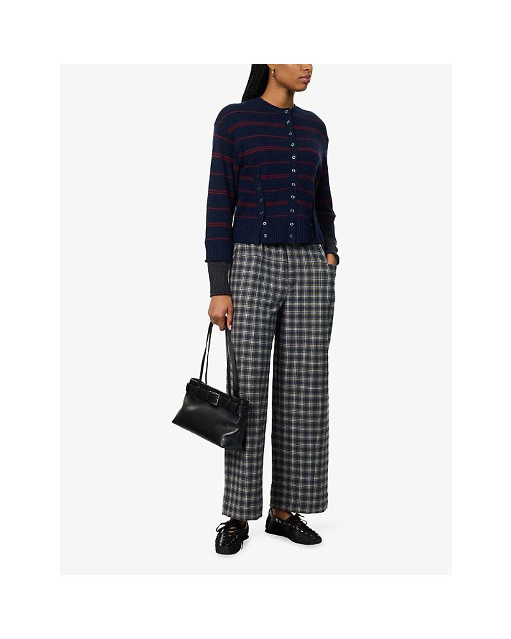 Damson Madder Gray Tomasina Check-Pattern Woven Trousers