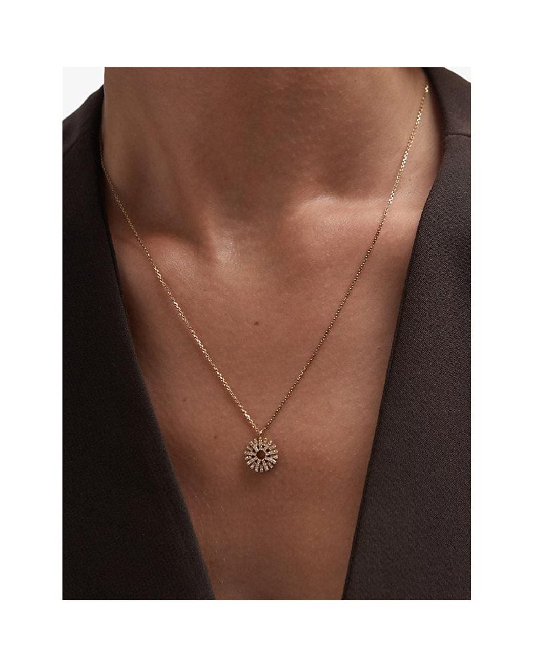 Astley Clarke Metallic Rising Sun 14Ct- And 0.145Ct Diamond Pendant Necklace