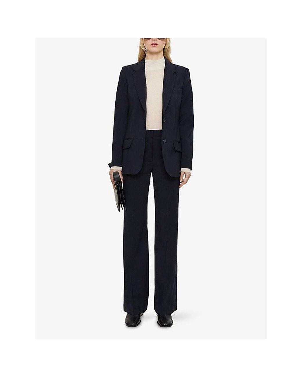 Joseph Blue Morissey Flared-Leg Mid-Rise Stretch-Wool Trousers