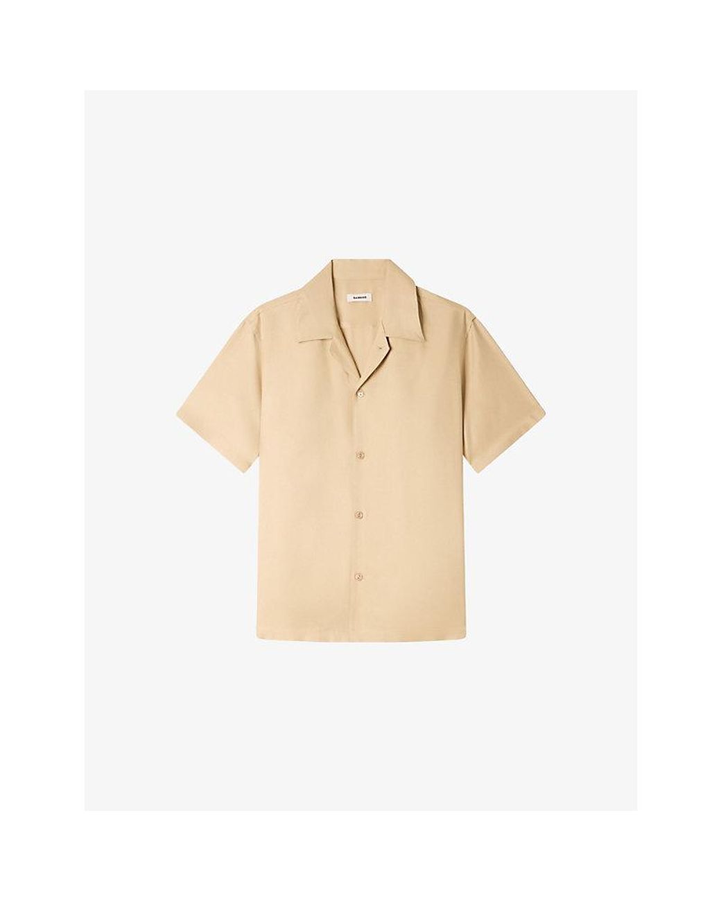 Sandro Natural Shark-Collar Relaxed-Fit Woven Shirt for men