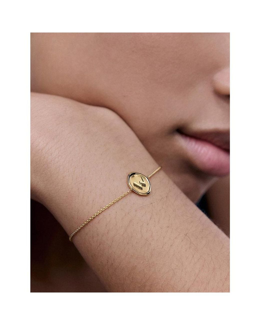Monica Vinader Metallic Initial W Stamp 18Ct Vermeil Bracelet