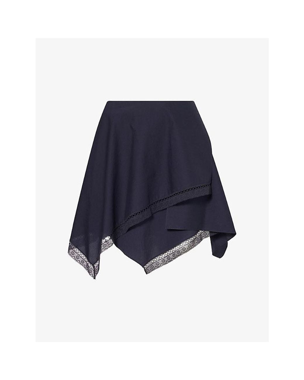 J.W. Anderson Blue Handkerchief Lace-Trim Cotton Mini Skirt