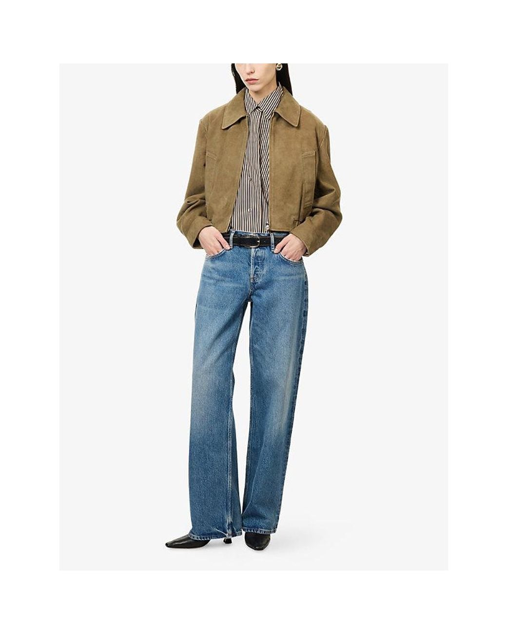 Agolde Blue Low Rise Loose Relaxed-Fit Denim Jeans
