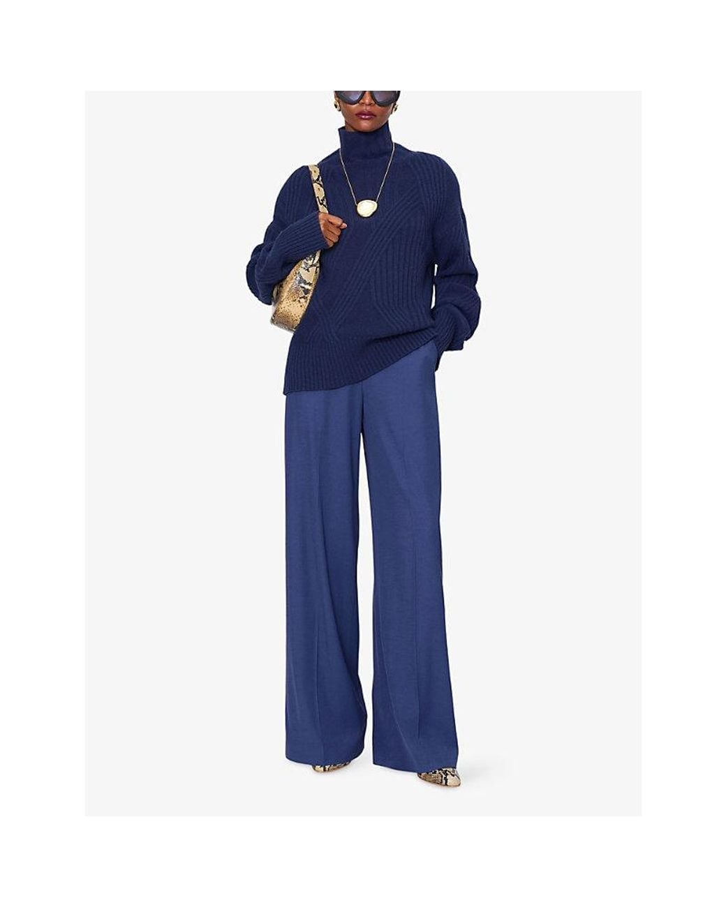Joseph Blue Isabel Rib Merino-Wool Jumper