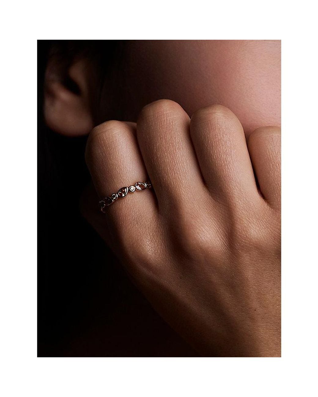 Astrid & Miyu Metallic Sunset Pear-Plated Sterling- And Cubic Zirconia Band Ring