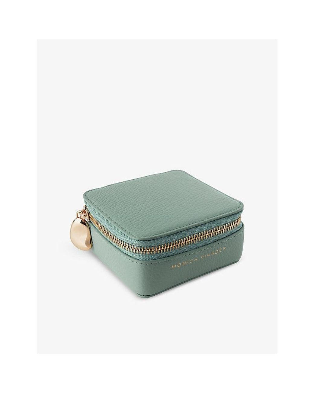 Monica Vinader Green Logo-Embossed Leather Jewellery Box