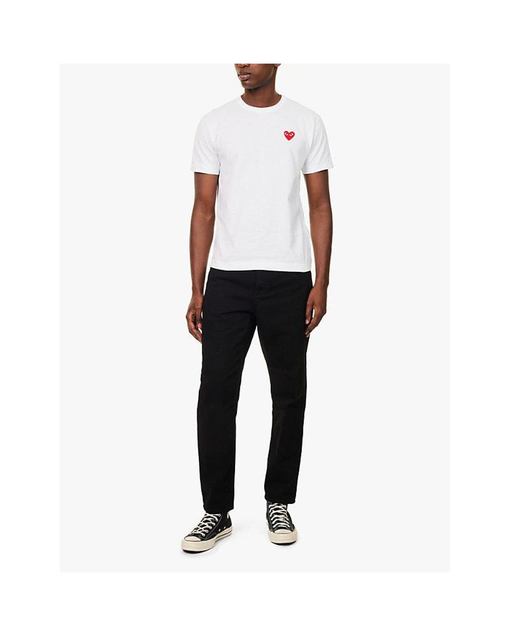 COMME DES GARÇONS PLAY White Small Heart Brand-Appliqué Cotton-Jersey T-Shirt for men