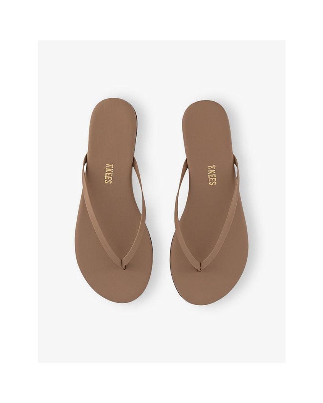 TKEES Brown Lily Nude Foundations Leather Flip Flops