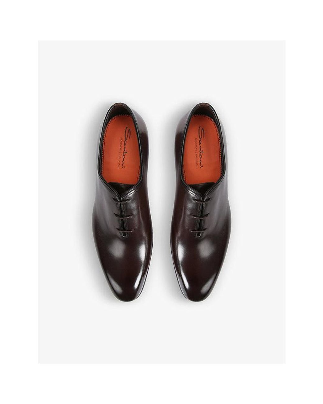 Santoni Brown Carter Wholecut Leather Oxford Shoes for men
