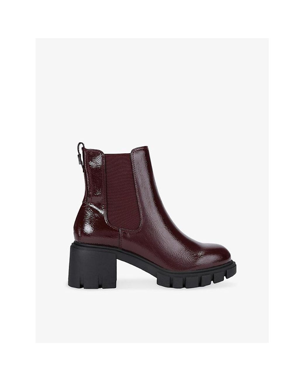Carvela Kurt Geiger Brown Ignite Faux Patent-Leather Heeled Chelsea Boots