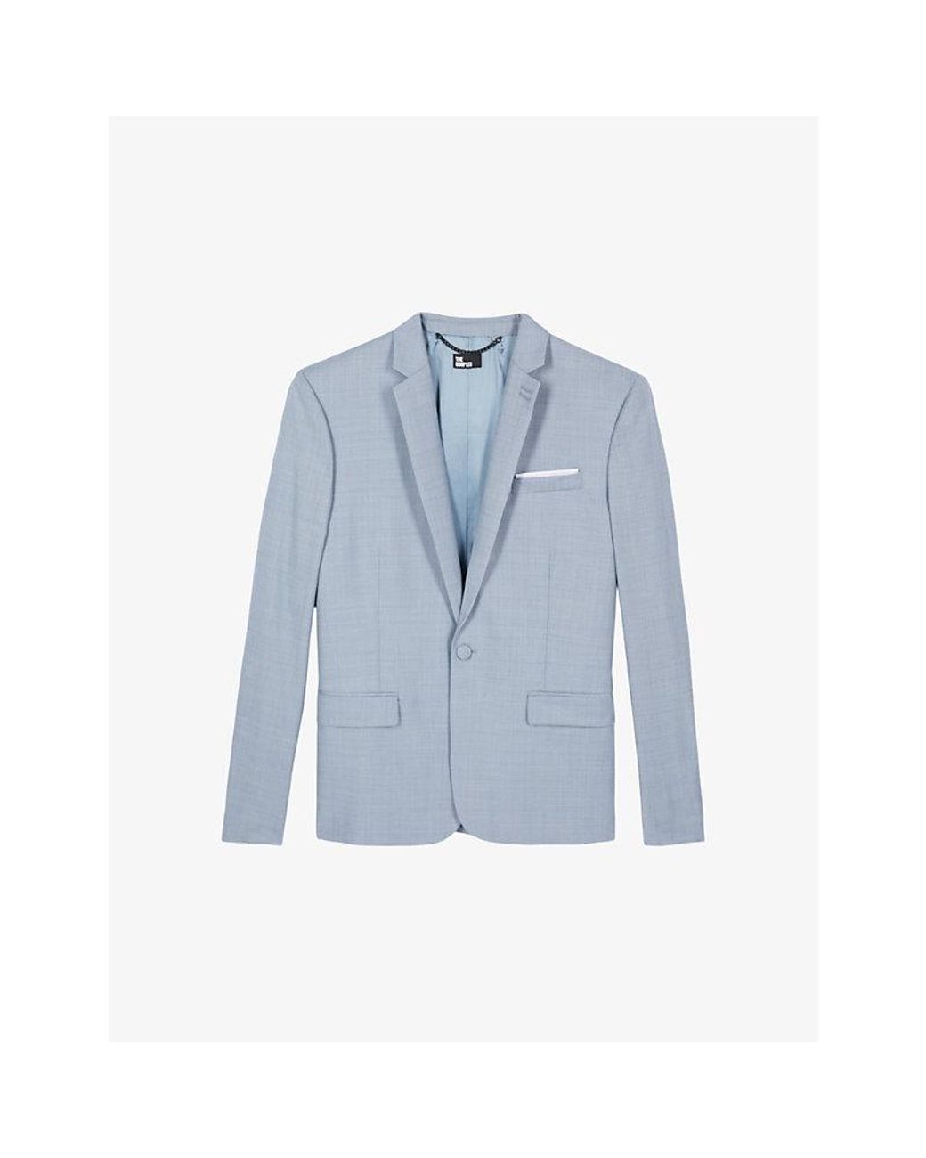 The Kooples Blue Single-Breasted Notch-Lapel Wool Blazer for men