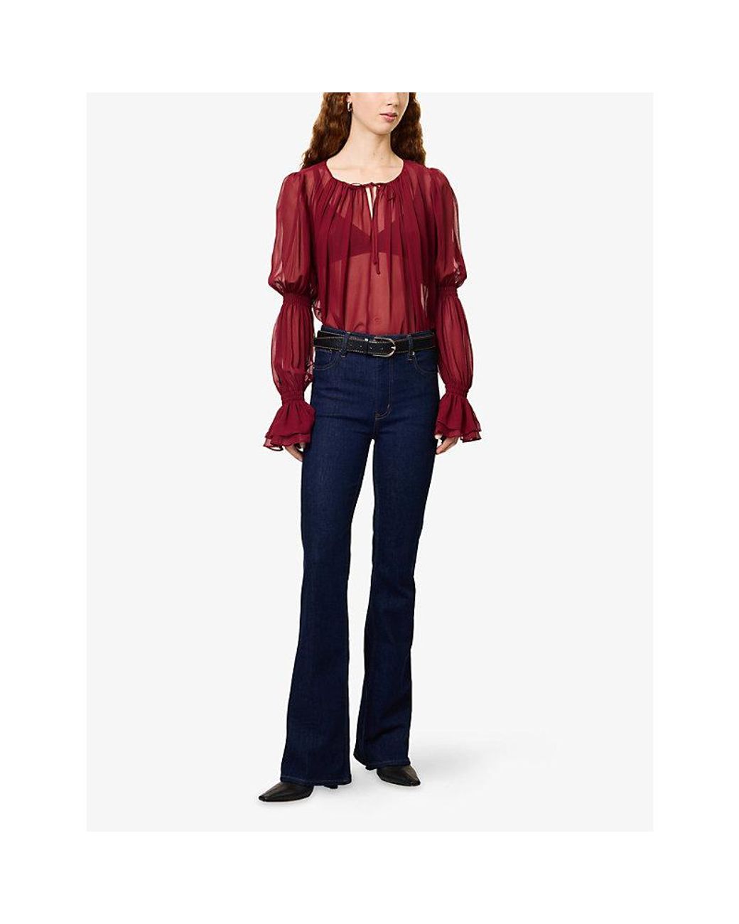 FRAME Blue The Reboot Bootcut High-Rise Stretch-Denim Jeans