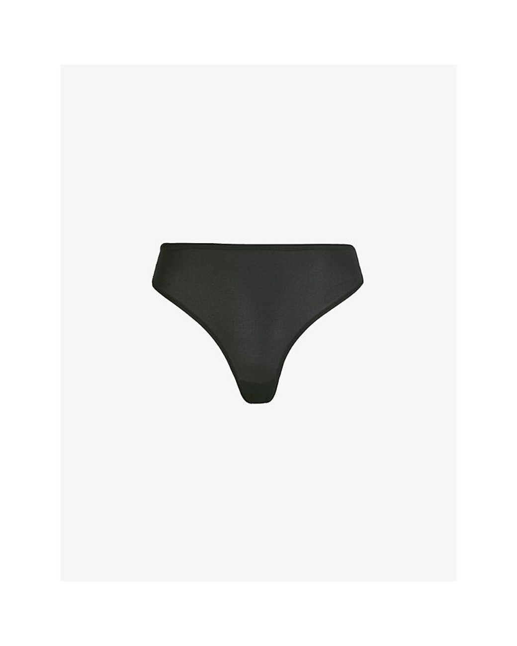 Skims Black Fits Everybody Mid-Rise Stretch-Woven Thong Xxl