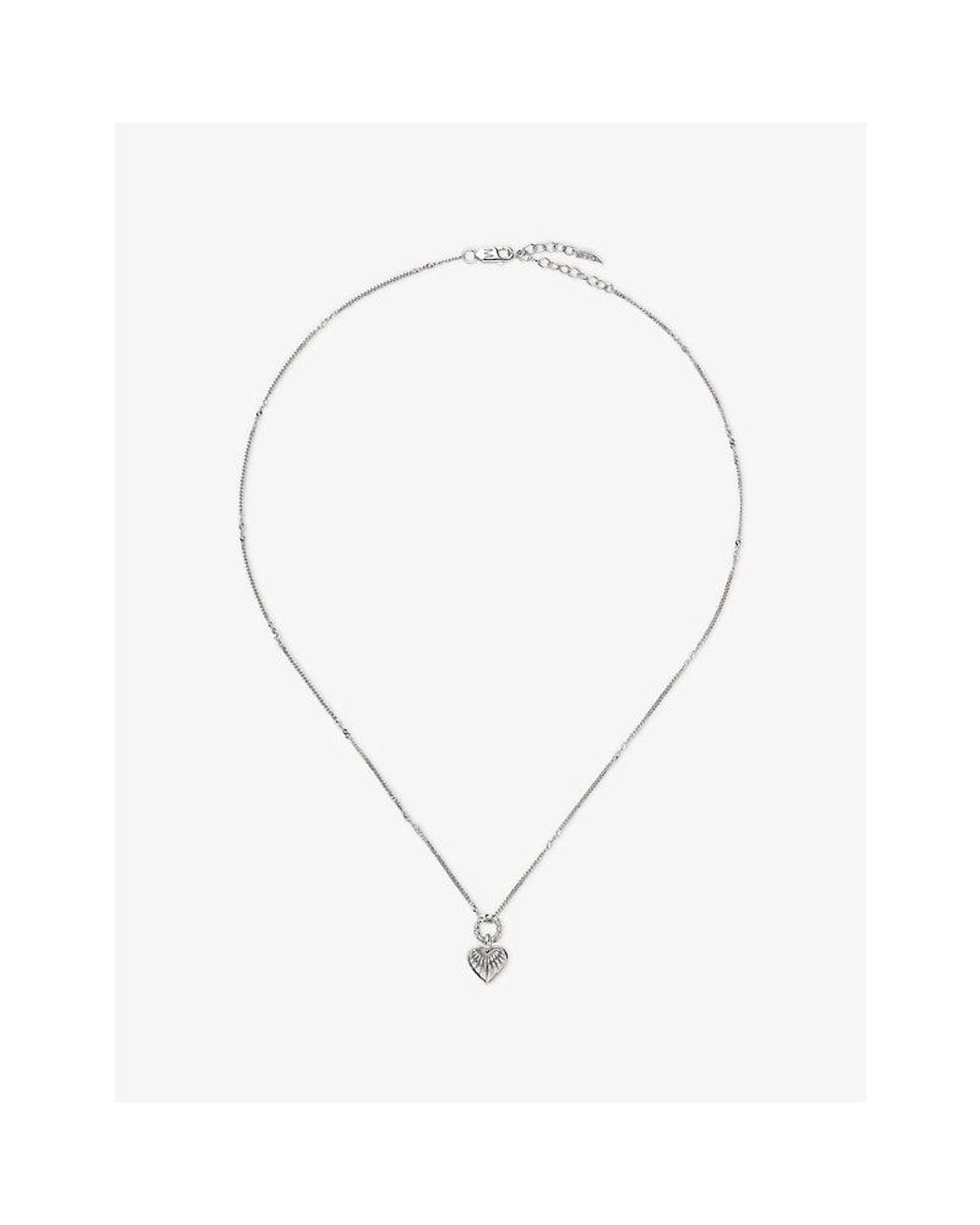 Missoma Metallic Mini Ridge Heart Charm Plated Sterling- Pendant Necklace