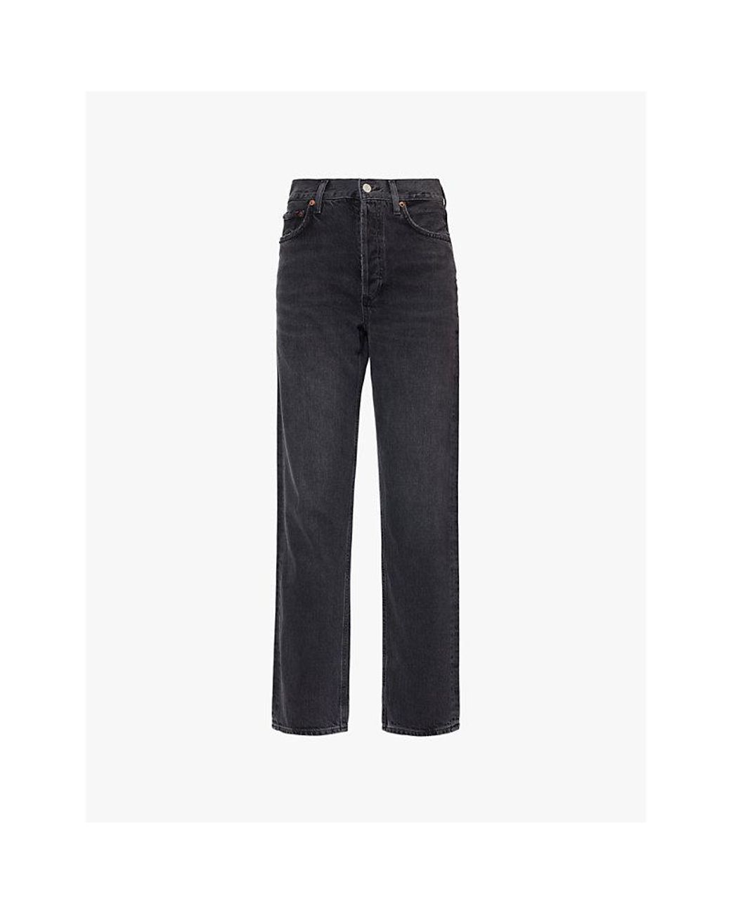 Agolde Blue 90's Pinch Waist High-Rise Straight-Leg Denim Jeans