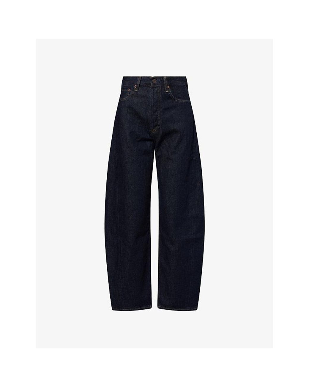 Agolde Blue Luna Pieced Barrel-Leg Denim Jeans