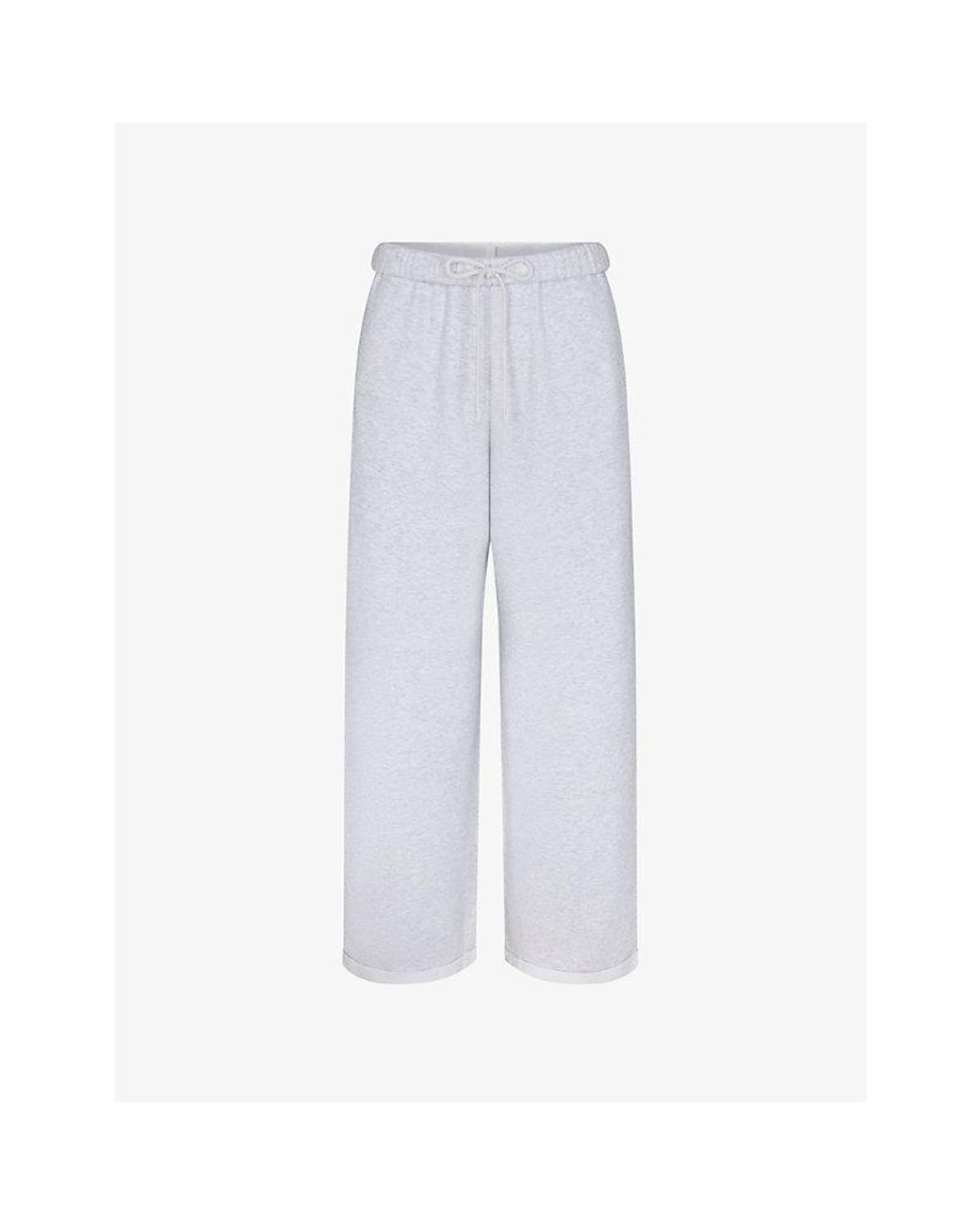 Skims Blue Classic Straight-Leg Cotton-Fleece Trousers