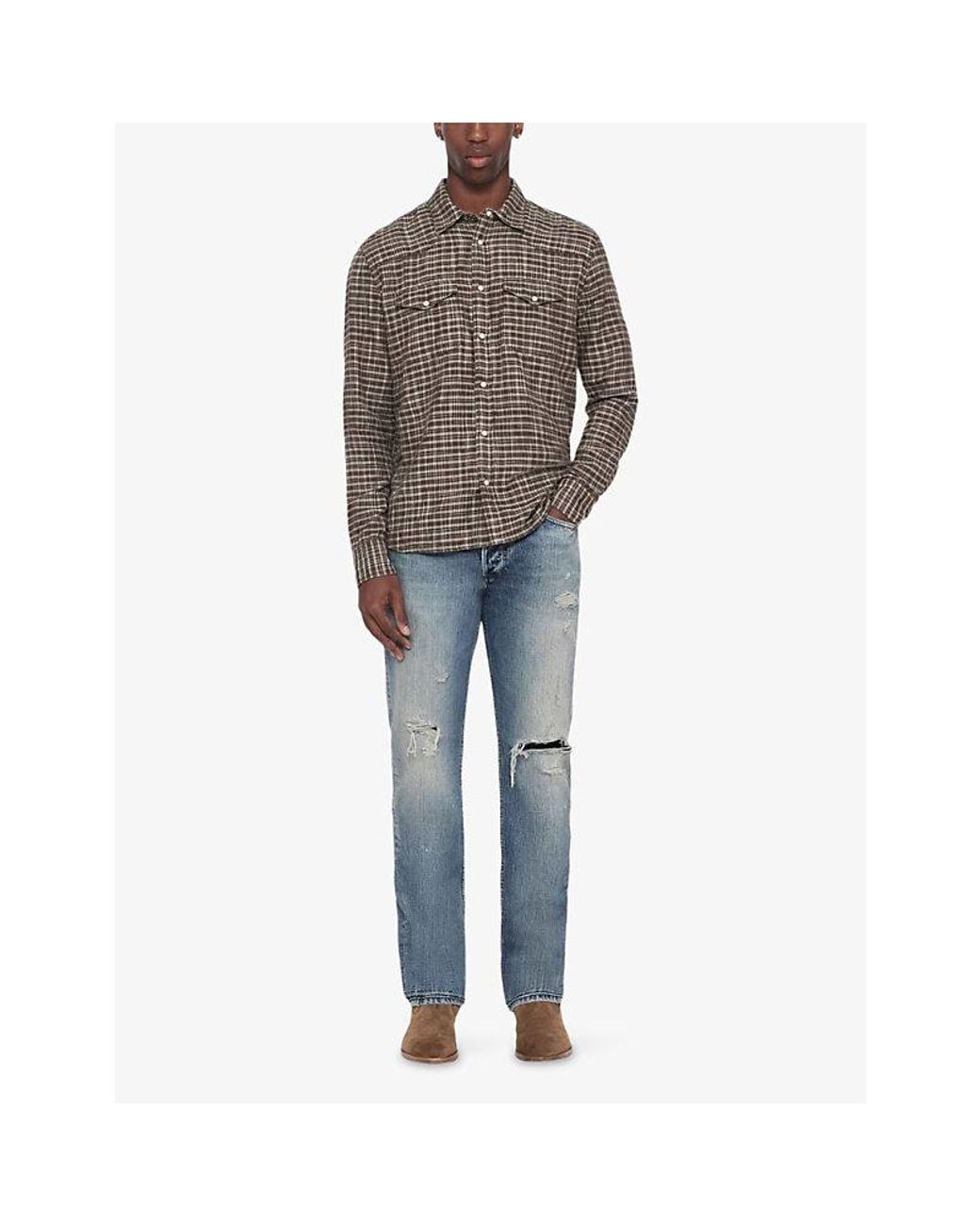 AllSaints Blue Destroy Straight-Leg Jeans for men