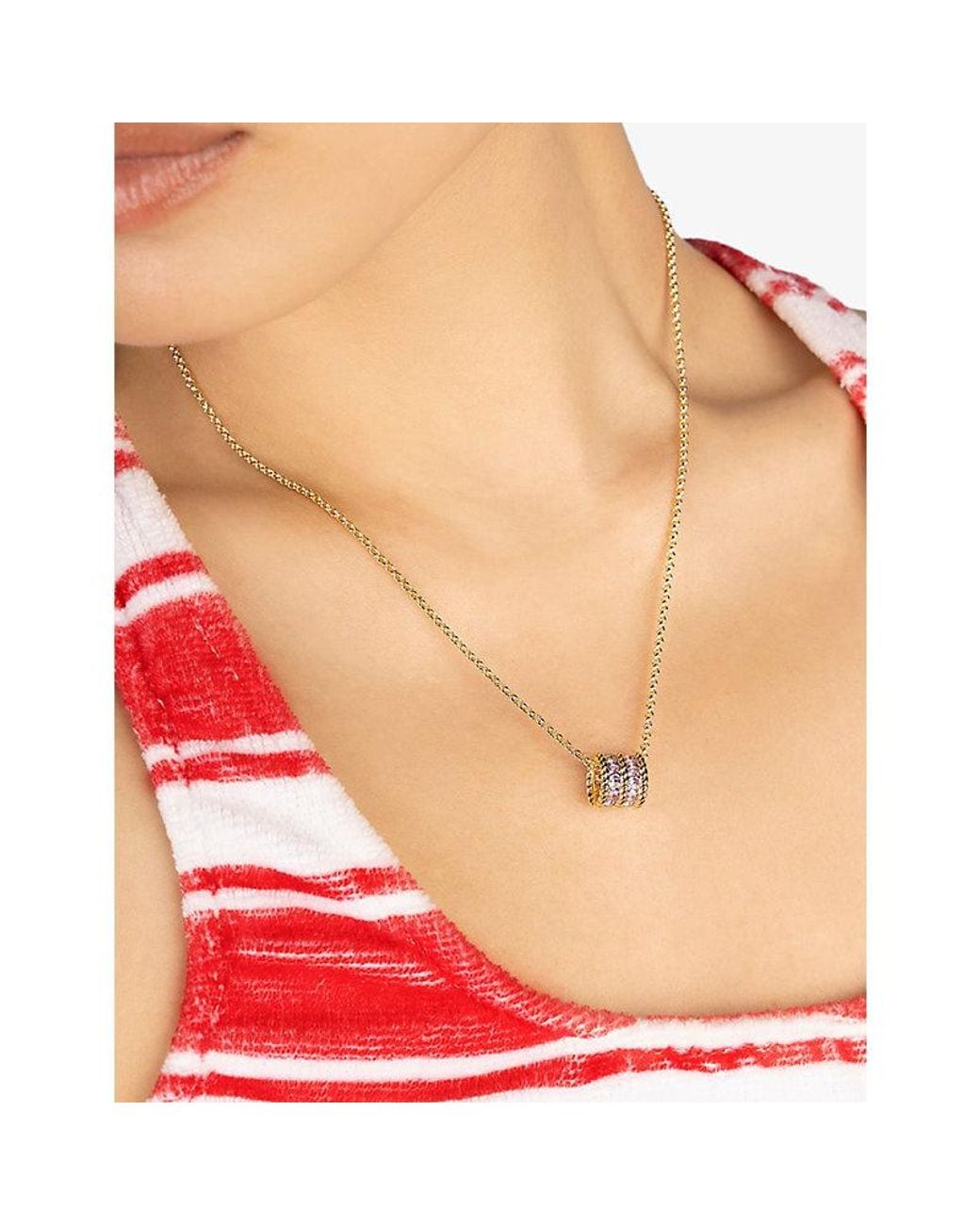 Apm Monaco White Cordage Double Lilas Alloy And Lab-Grown Glass-Ceramic Pendant Necklace