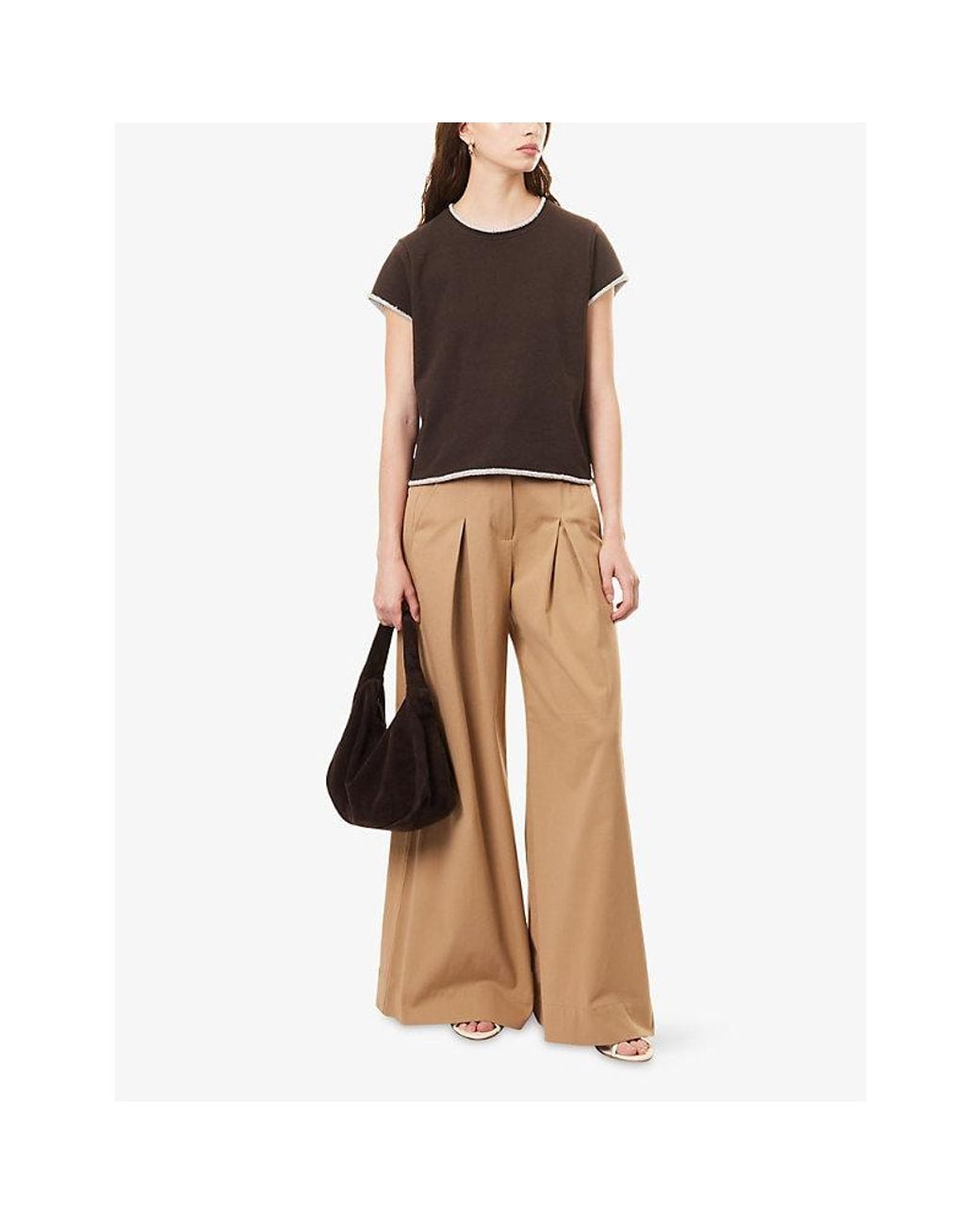 ME+EM Natural Ultimate Wide-Leg Cotton-Blend Trousers