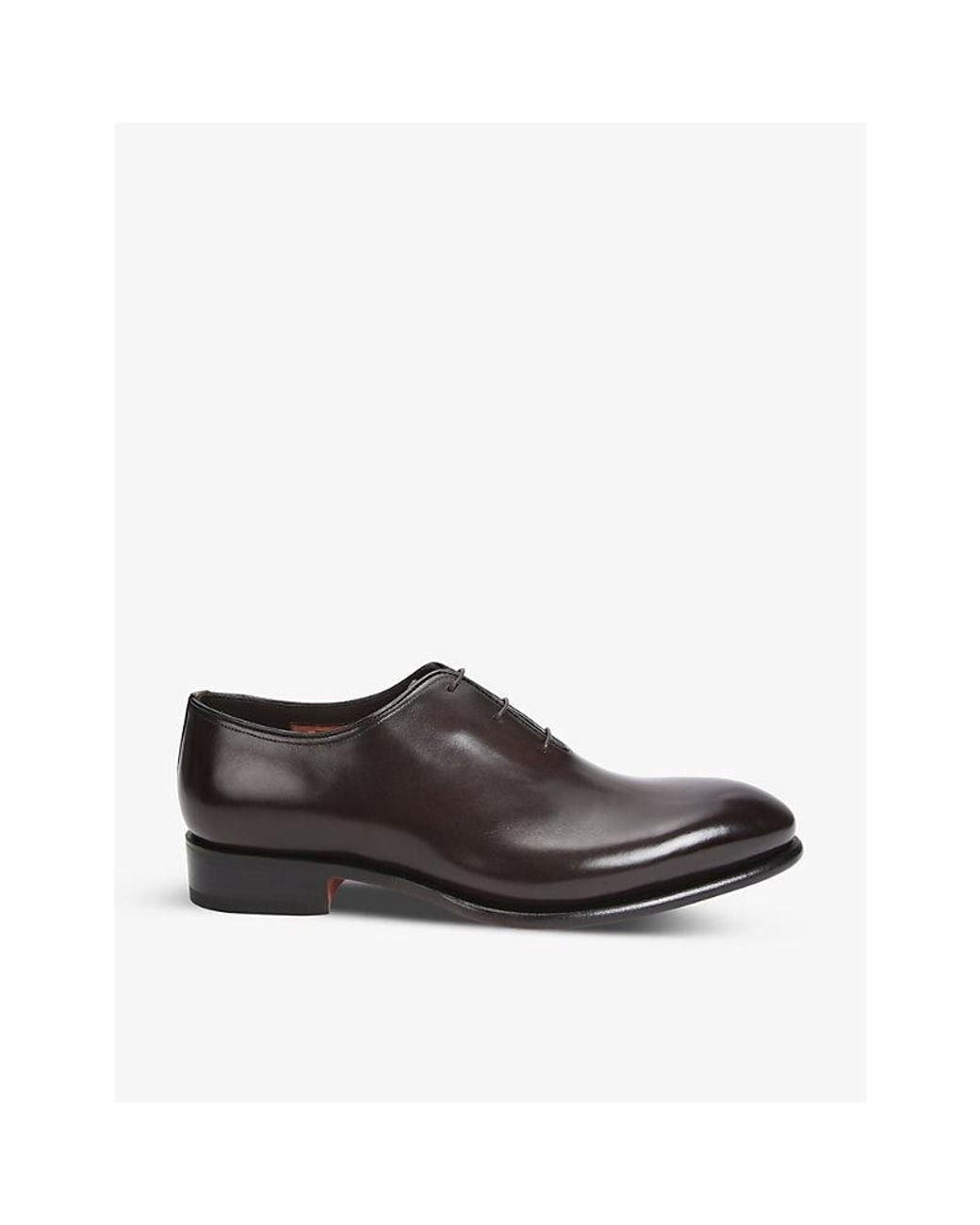 Santoni Brown Carter Wholecut Leather Oxford Shoes for men
