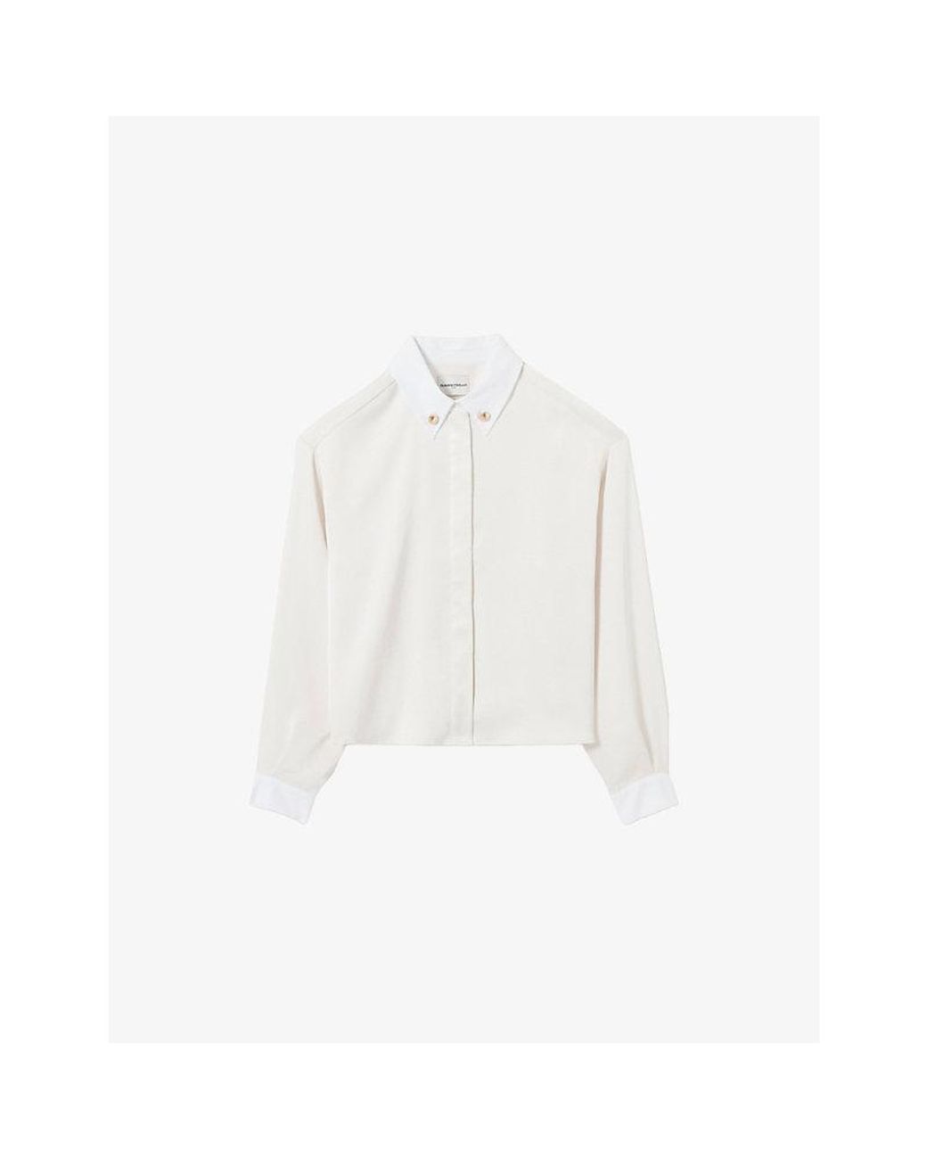 Claudie Pierlot White Long-Sleeved Buttoned-Collar Woven Shirt