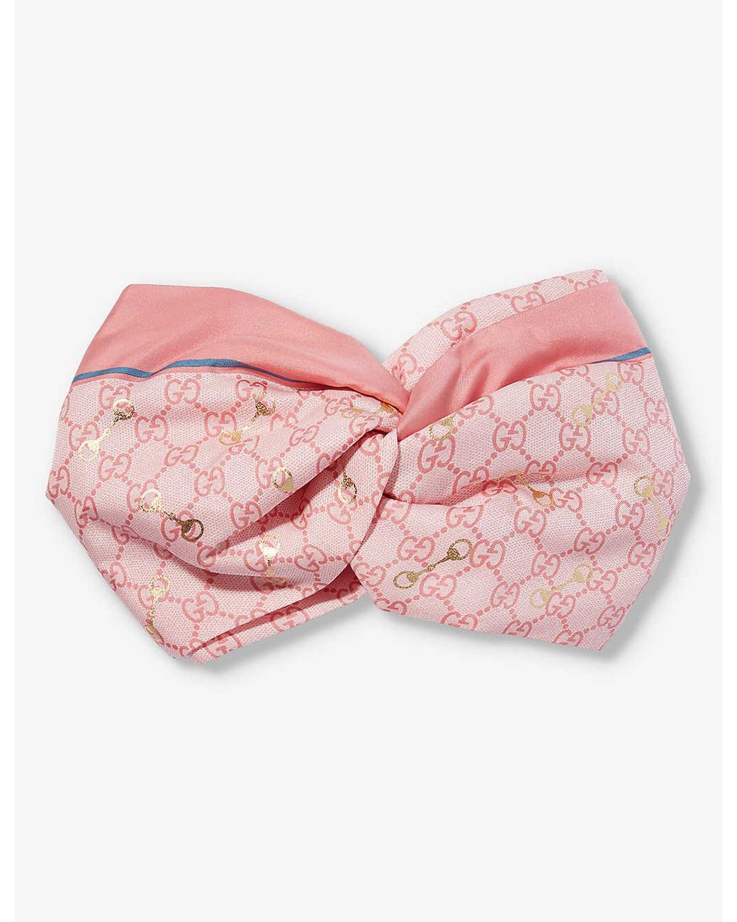 Gucci gg Horsebit Graphic-print Silk Headband in Pink | Lyst UK