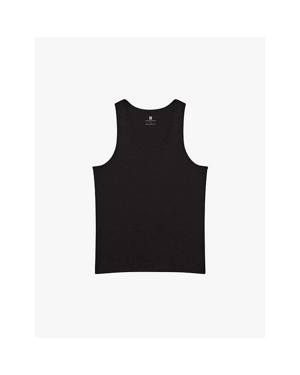 Reiss Black Vinnie Crewneck Stretch-Cotton Vest for men