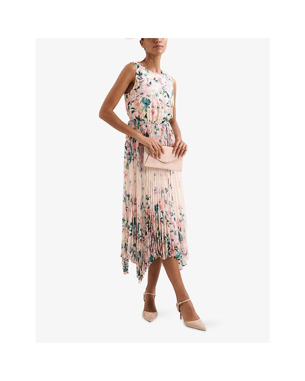 Phase Eight Metallic Georgiana Floral-Print Stretch-Woven Midi Dress