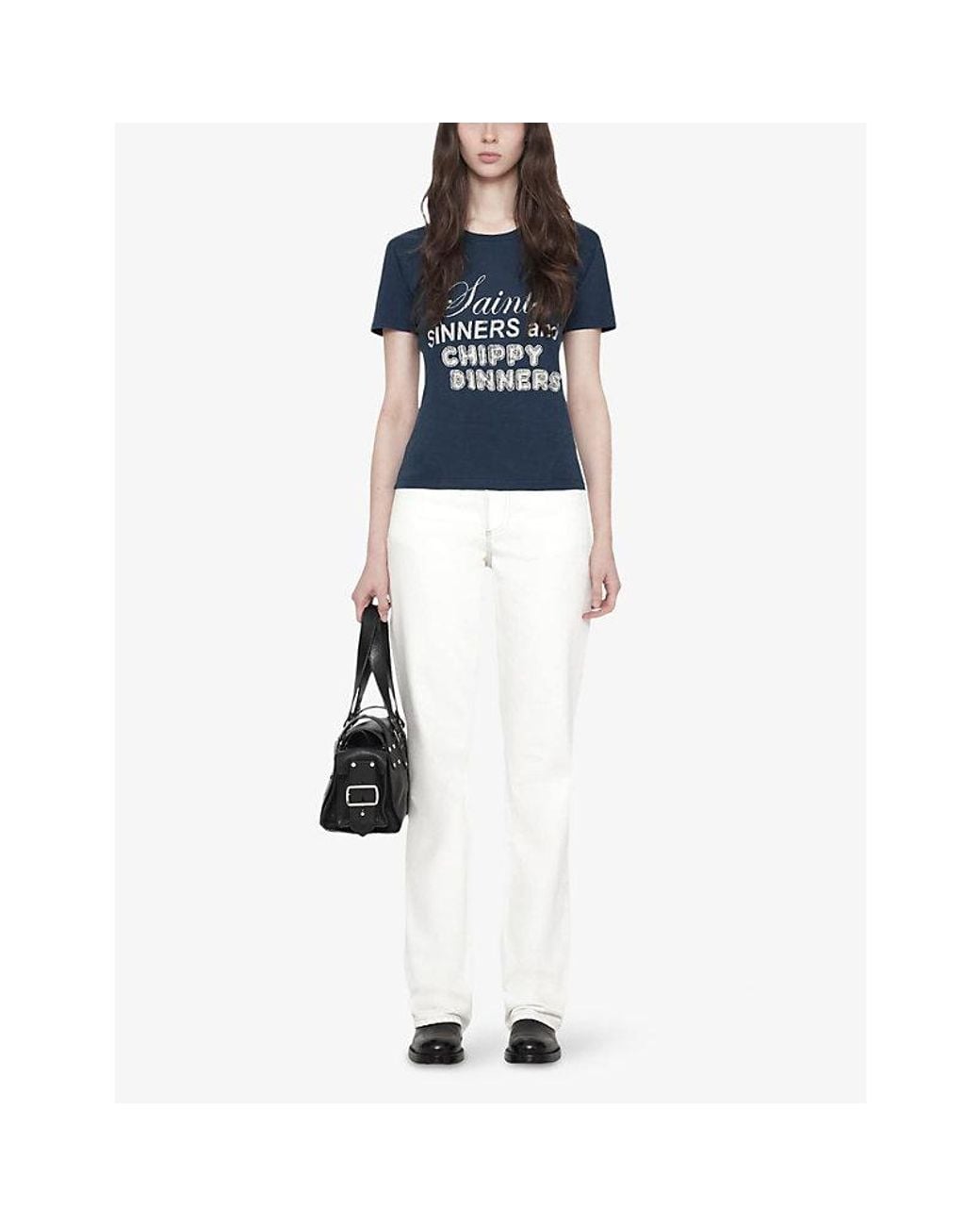 AllSaints Blue Chippy Hela Short-Sleeve Cotton T-Shirt
