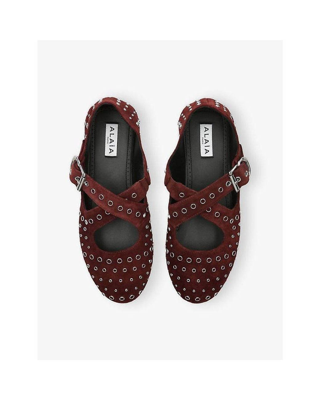 Alaïa Red Criss Cross Suede Ballet Flats