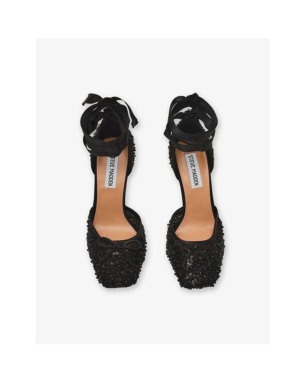 Steve Madden Black Larina Sequin Satin Heels