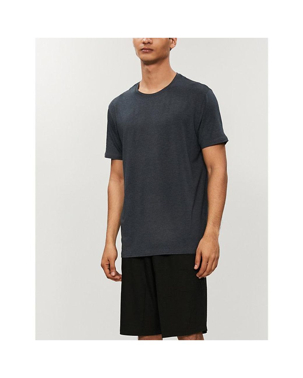 Derek Rose Black Marlowe Crewneck Stretch-Modal T-Shirt for men