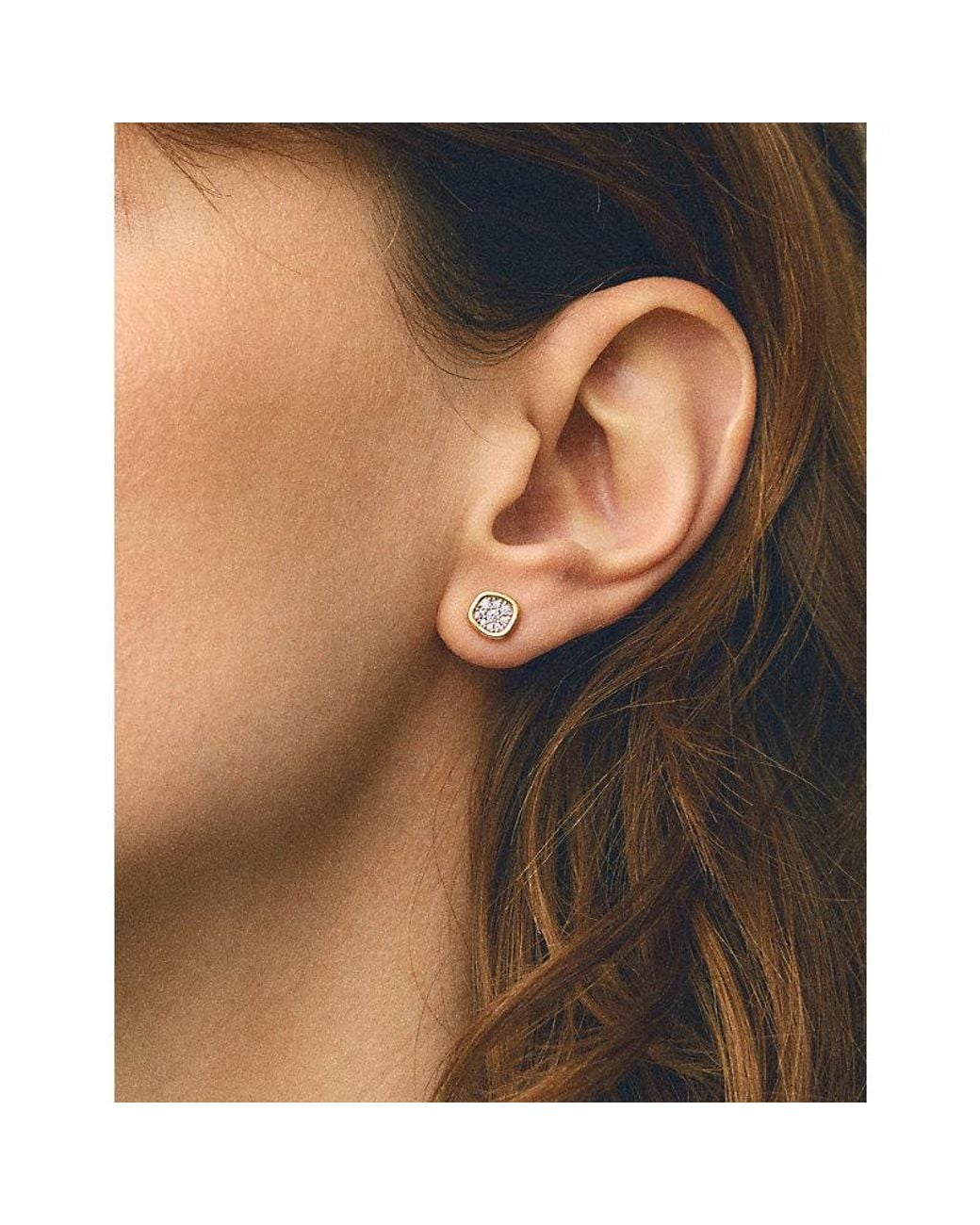 Missoma Metallic Molten Soft Square Pavé 18Ct-Plated Brass Stud Earrings