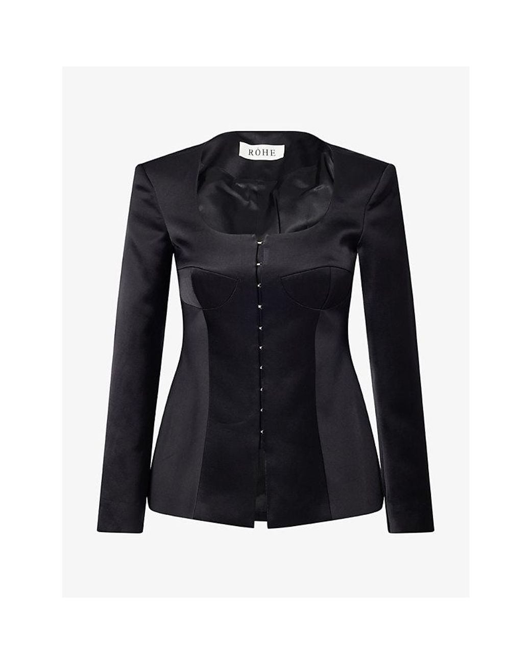 RÓHE Frames Black Bustier Corset Satin Blazer