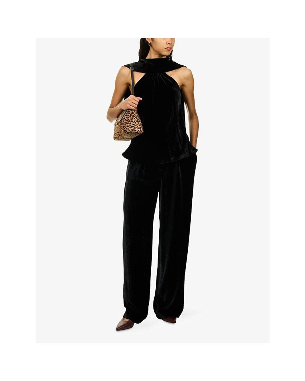 Jonathan Simkhai Black Scarlett Sleeveless Silk-Velvet Top