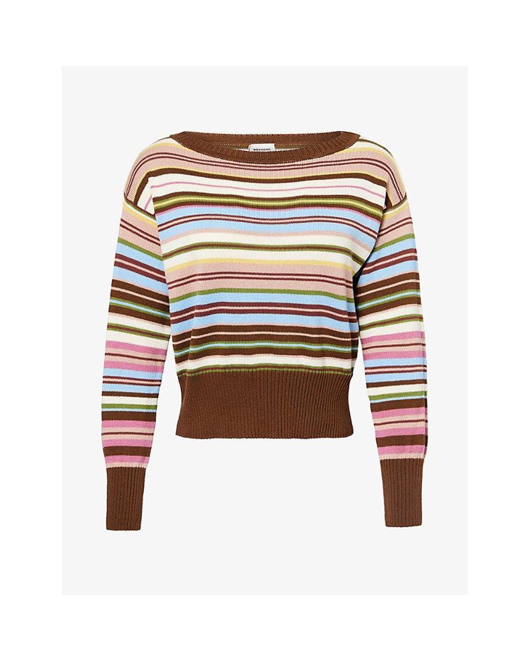 Weekend by Maxmara Multicolor Striped Boat-Neck Cotton-Knit Jumper